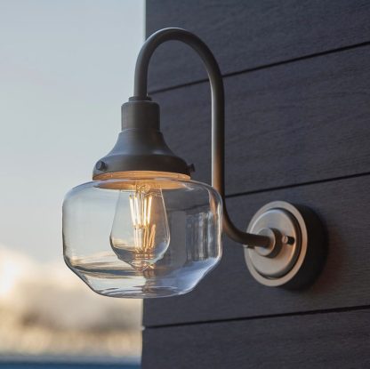 EL AGED PEWTER SWAN NECK WALL LAMP - Image 9