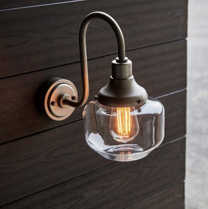 EL AGED PEWTER SWAN NECK WALL LAMP - Image 8
