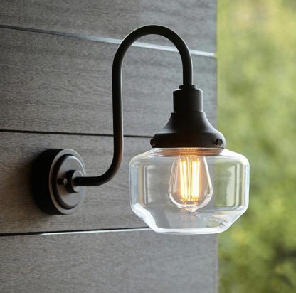 EL AGED PEWTER SWAN NECK WALL LAMP - Image 2