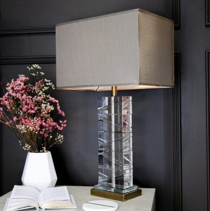 RA 5617 ANTIQUE BRASS & CLEAR TABLE LAMP INCL SHADE - Image 2