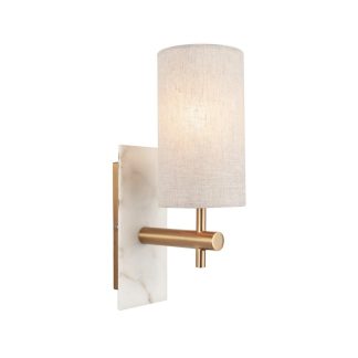 EL VINTAGE BRASS AND WHITE MARBLE UP OR DOWN WALL LIGHT INCL SHADE